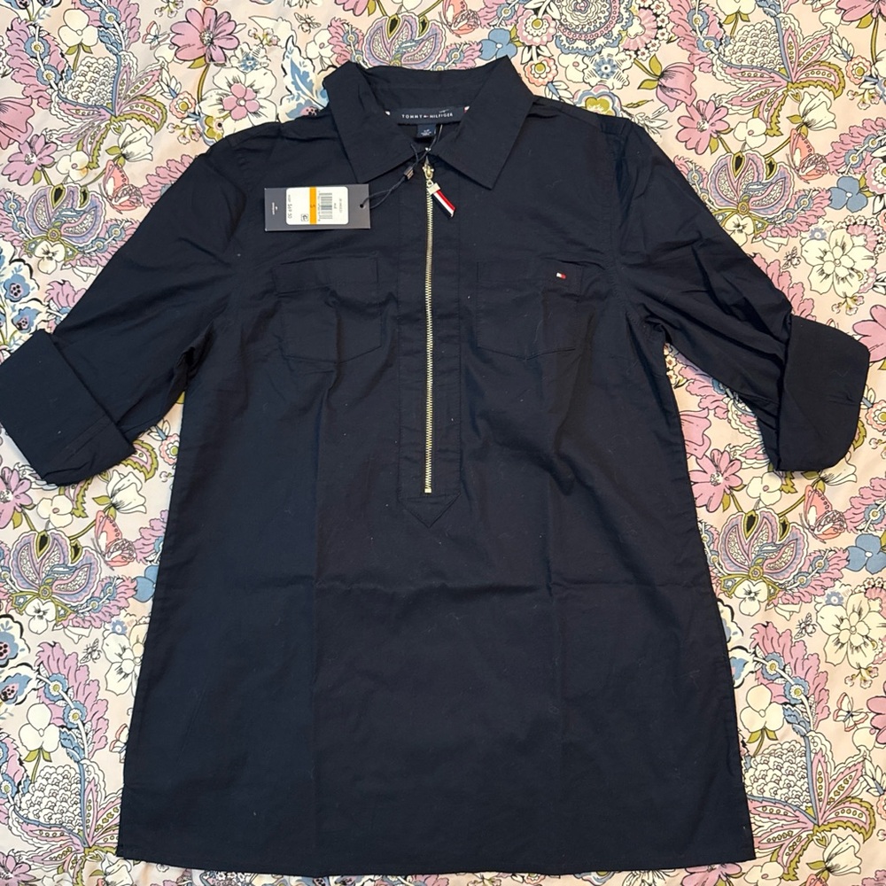Tommy Hilfiger Navy Half-Zip Tunic